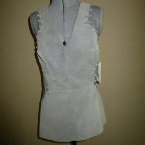 Bailey 44 Grey Sleeveless leather/suede top